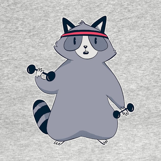 raccoon workout funny gym and fitness design by Midoart